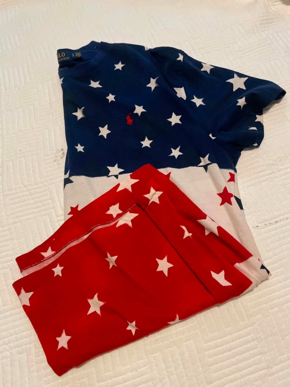 Ralph Lauren Polo Men Crew Neck T Shirt Size Large Star Print 4th of July